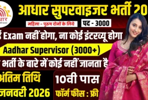 Aadhar Supervisor Bharti 2026 for 10th, 12th Pass